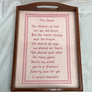 Vintage, One of a Kind, My Sister Needlework Serving Tray 12.5in x 9.5in x 3in